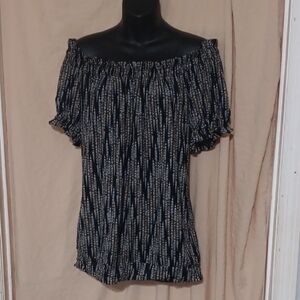 Black and White Off-Shoulder Top